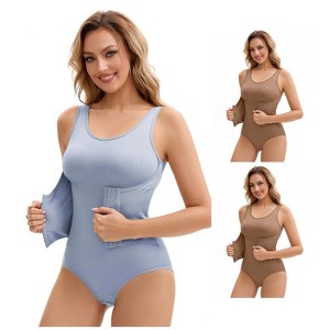 INSPIRE CHIC Women's 3 Rows Waist Cincher Butt Tummy Control Full Shapewear Body Shaper 3 Packs - 1 of 4