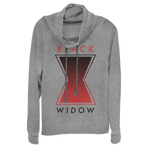 Juniors Womens Marvel Black Widow Gradient Logo Cowl Neck Sweatshirt - 1 of 3