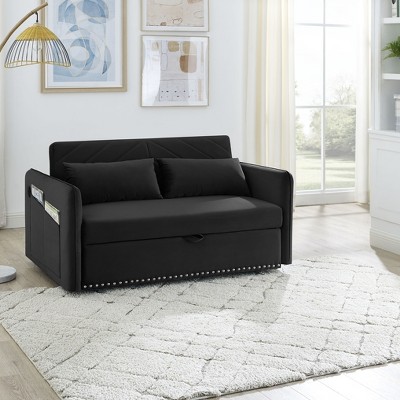 VYNXARIA Sleeper Sofa Bed,3-in-1 adjustable sleeper with pull-out bed, 2 lumbar pillows and side pocket,suitable for living room bedroom