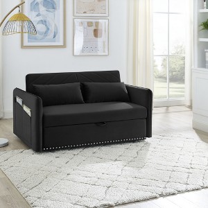 VYNXARIA Sleeper Sofa Bed,3-in-1 adjustable sleeper with pull-out bed, 2 lumbar pillows and side pocket,suitable for living room bedroom - 1 of 4