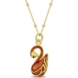 EVERLY JEWELRY | Yellow Plated Silver Enamel Swan Necklace – Multiple color Enamel - 1 of 4