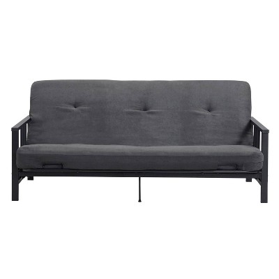 Full Harlow Metal Arm Futon Black/Gray - Room & Joy