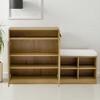 Mshliw Entryway Cabinet with Shoe Bench,2-Door 3-Tier Adjustable Shelves,4 Open Shoe Racks & Removable Cushion,Wavy Slatted Door Console with Hooks - 2 of 4