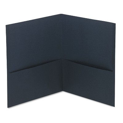 Universal Two-Pocket Portfolio Embossed Leather Grain Paper Dark Blue 25/Box 56638