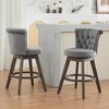 QingMoon 360° Swivel Bar Stools, Velvet Counter Height Chairs Set of 2 with Footrest Ring and Tufted Button Trimmed Edges for Kitchen Island, Pub - 2 of 4