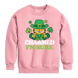 Boys' - Garfield - Charmed Im Sure Graphic Long Sleeve Fleece Sweatshirt - 1 of 3