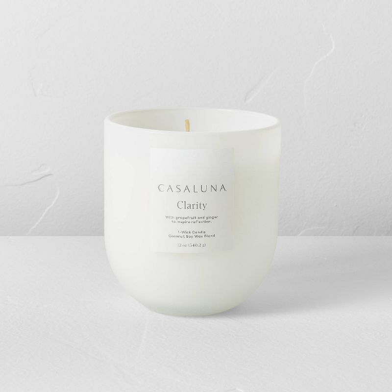 Clarity Core Frosted Glass Wellness Jar Candle White - Casaluna™, 1 of 9