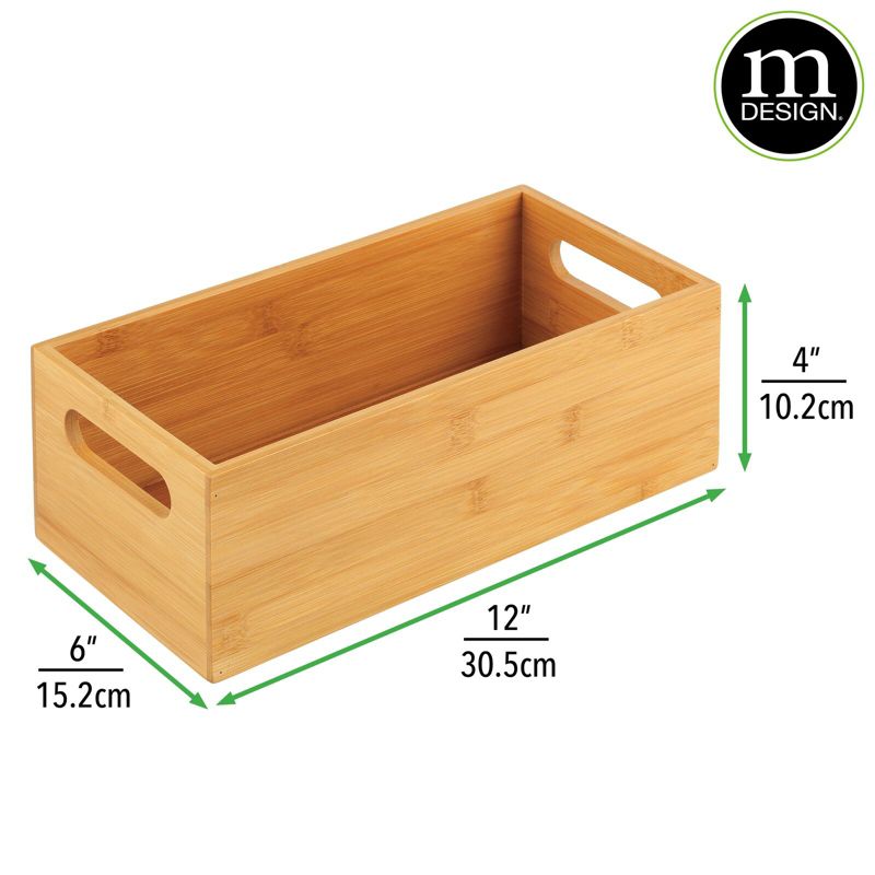 mDesign Bamboo Pantry Organizer Container Bin with Handles, 4 of 10