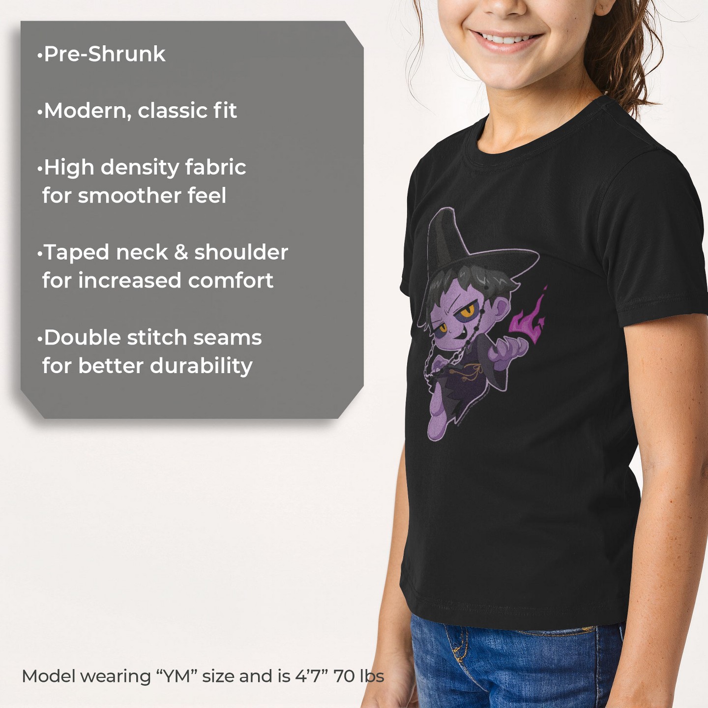 Футболка KPop Demon Hunters Devil Jinu T Shirt - Black для девочек, цвет: Чёрный — фото 5