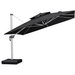 PURPLE LEAF 12ft Patio Umbrella Outdoor Square Double-Top Aluminum Umbrella Cantilever Patio Umbrella for Garden Deck Pool Patio - 1 of 4
