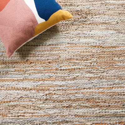 Ivory Cotton and Cowhide Handmade Flat Woven Rug - 3x5 Feet