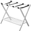 Luggage Rack set of 2 Bamboo Folding Suitcase Stand with storage shelf for guest room Living Room - 2 of 4