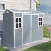 96.25"4x8ft Resin Outdoor Storage Shed with Two-Window and Double-Door,Plastic Shed with Floor forGargen,Patio,Yard,Lawn,Black - 2 of 4