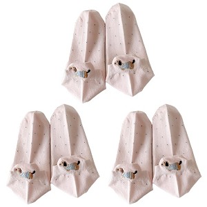 Anna-Kaci Women's 3-Pair No-Show Socks with Embroidered Dog Design and Soft Knit Low-Cut Fit for Everyday Comfort - 1 of 4