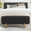 Sapphtopaz Pleated Fabric Ottoman with Storage, Oval Storage Ottoman Bench with Rubber Wood Leg, Multi-Use Footstool Bench, Ottoman Foot Rest - 3 of 4