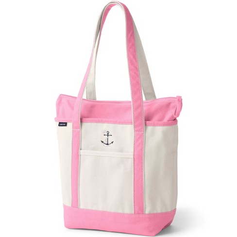 Lands End Bags, Lands End Tote Bag Pink and White