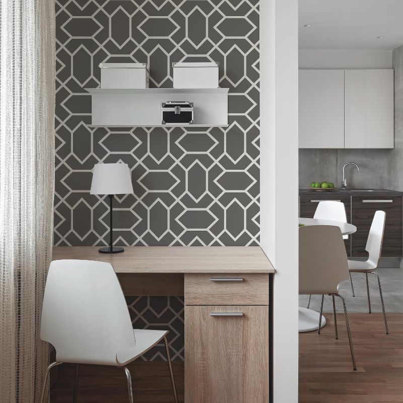 RoomMates Modern Geometric Peel and Stick Wallpaper Dark Gray, 3 of 8