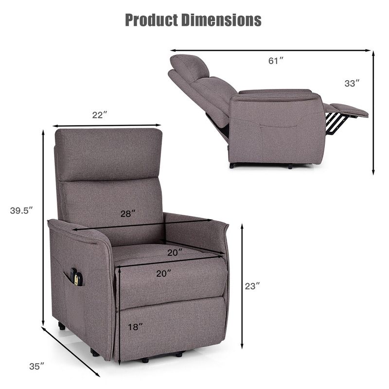 Costway Electric Power Lift Massage Chair Recliner Sofa Fabric Padded Seat Home Beige, 2 of 11