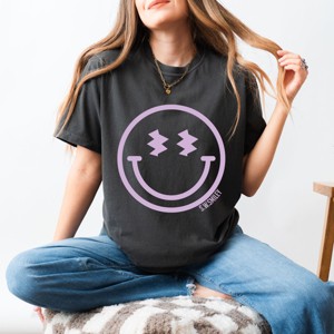 Simply Sage Market S.W.Smiley Smiley Face Outline Puff Print Garment Dyed Tee - 1 of 4