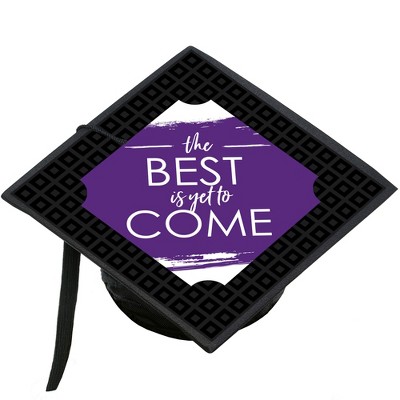 Big Dot of Happiness Purple Grad - Best is Yet to Come - Purple Graduation Cap Decorations Kit - Grad Cap Cover