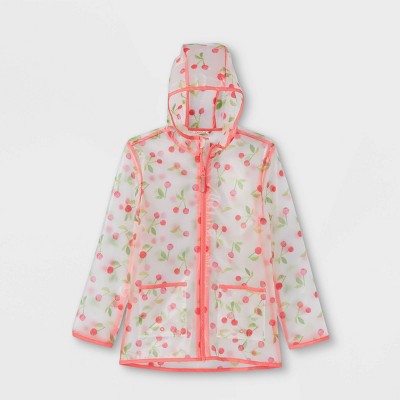Girls' Cherry Print Rain Jacket - Cat & Jack™ Pink XL