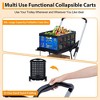 2-Tier Folding Shopping Cart, Collapsible Grocery Cart with Removable Basket & Swivel Wheels, Portable Personal Stroller Cart for Shopping - 3 of 4