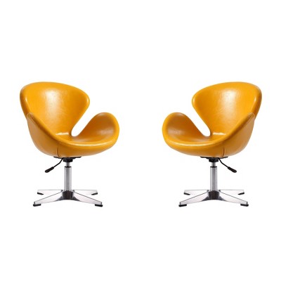 Set of 2 Raspberry Faux Leather Adjustable Swivel Chairs - Manhattan Comfort