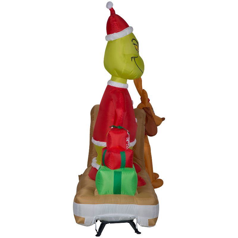 Gemmy Christmas Inflatable Grinch and Max Sled Scene with Gift Stack, 6 ft Tall, Multi, 3 of 7