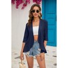 Womens Summer 3/4 Sleeve Open Front Cardigan Lightweight Draped Ruffle Casual Tops - 4 of 4