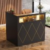 PAKASEPT L-Shaped Reception Desk with Lights and Glass Display Shelf, Front Desk with Drawer and Cabinet, Counter Table, Black - 3 of 4