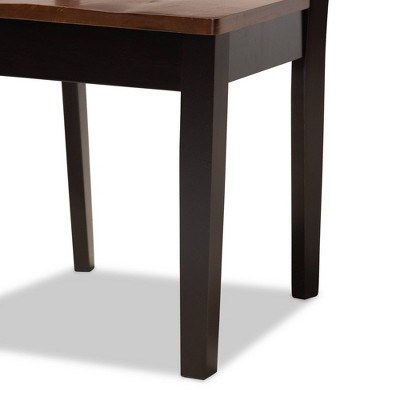 Gervais Two-Tone Dark Brown and Walnut Wood Dining Chair Set