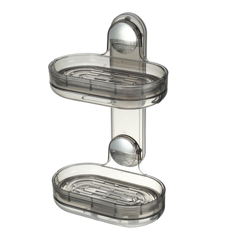 Unique Bargains Bathroom Double Layer Wall Mounted Soap Holder 6.10"x4.13"x9.65", 1 of 8