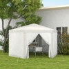 13' x 11' Outdoor Party Tent, Hexagon Sun Shade Shelter Canopy w/ Protective Mesh Sidewalls, Ropes & Stakes - 2 of 4