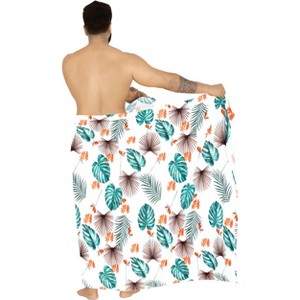 HAPPY BAY Men's Swimwear Cover Up Swim Wrap Beachwear Sarongs Beach Lava Lava Hawaiian Pareo Summer Long Sulu for Men One Size White - 1 of 4