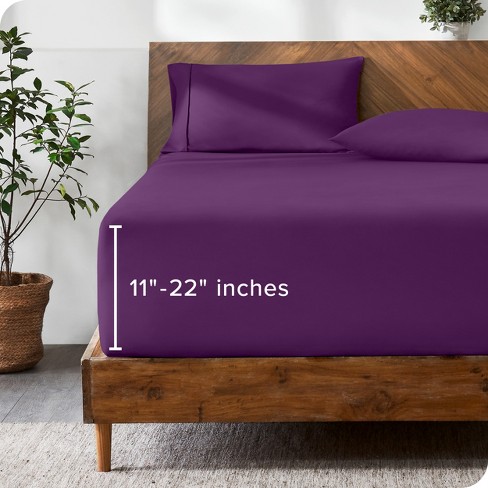 22 Inch Extra Deep Pocket Microfiber Plum Queen Fitted Sheet by Bare Home