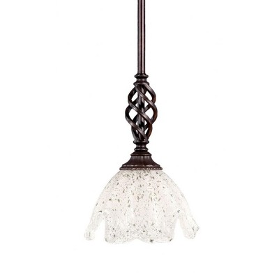 Toltec Lighting Elegante 1 - Light Pendant in  Dark Granite with 7" Gold Ice Shade