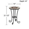 Teal Island Designs Rustic Black Round Outdoor Accent Side Tables 14" Wide Set of 2 Brown Mosaic Tabletop for Front Porch Patio Home House - 4 of 4