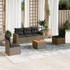 vidaXL Patio Sofa Set with Cushions Outdoor Furniture 6 Piece Poly Rattan - Gray - 2 of 4