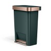 simplehuman 45L Rectangular Plastic Liner Rim Step Trash Can Hunter - 3 of 4