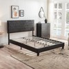Queen Size Platform Bed Frame With Headboard, Wood Slat Support Bed Frame, Upholstered Platform Bed For Bedroom Guest Room, Black - 2 of 4