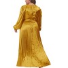 Agnes Orinda Women's Plus Size Lantern Long Sleeve Flowy Swing Pleated Party Maxi Empire Waist Dresses - 4 of 4