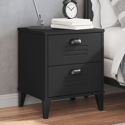 vidaXL VIKEN Bedside Cabinet Black Engineered Wood