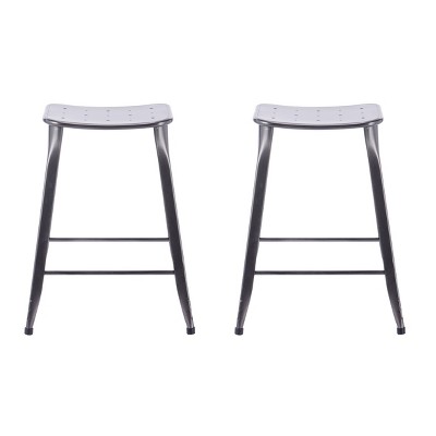 Set of 2 24" Lennon Saddle Backless Counter Height Barstools - ACEssentials