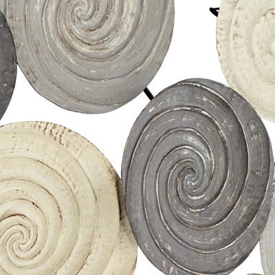 Gray and Ivory Spiral Circles Metal Wall Sculpture