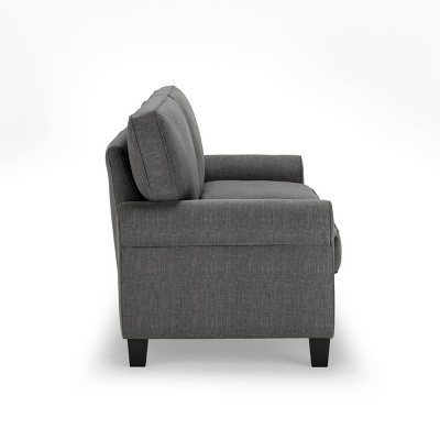 Gray Fabric Rolled Arm Sofa with Removable Cushions