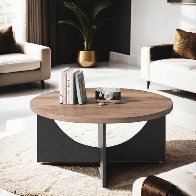 SAINTCY Rustic Round Coffee Table