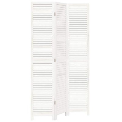 vidaXL 3-Panel Room Divider Screen, White Paulownia Wood, Flexible Folding Privacy Partitions for Bedroom/Living Room/Office, Indoor Sun Blocking