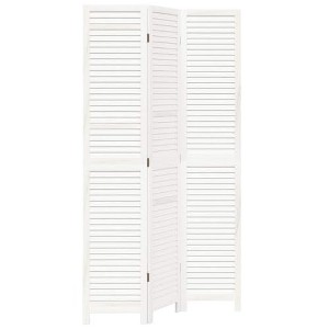 vidaXL 3-Panel Room Divider Screen, White Paulownia Wood, Flexible Folding Privacy Partitions for Bedroom/Living Room/Office, Indoor Sun Blocking - 1 of 4