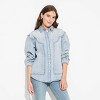 Women's Long Sleeve Oversized Denim Western Shirt - Wild Fable™ - 2 of 3