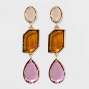 Multi Shape Tiered Drop Earrings - A New Day Purple, Women